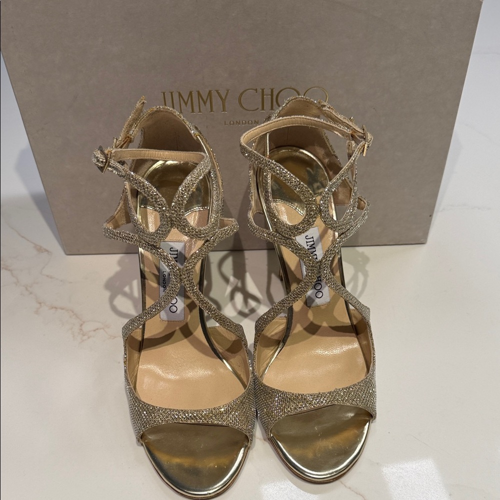 Jimmy Choo Glittering Gold Heels - Picture 5 of 6